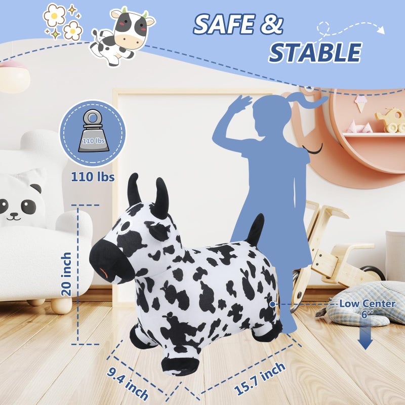 EKEPE Bouncy Hopper Cow & Horse 2 PCS  Inflatable Hopping Outdoor Ride on Bouncy Animal Play Toys with Pump  Birthday for Kids  Toddlers  Boys  Girls 3 4 5 6 Years Old - Image 4